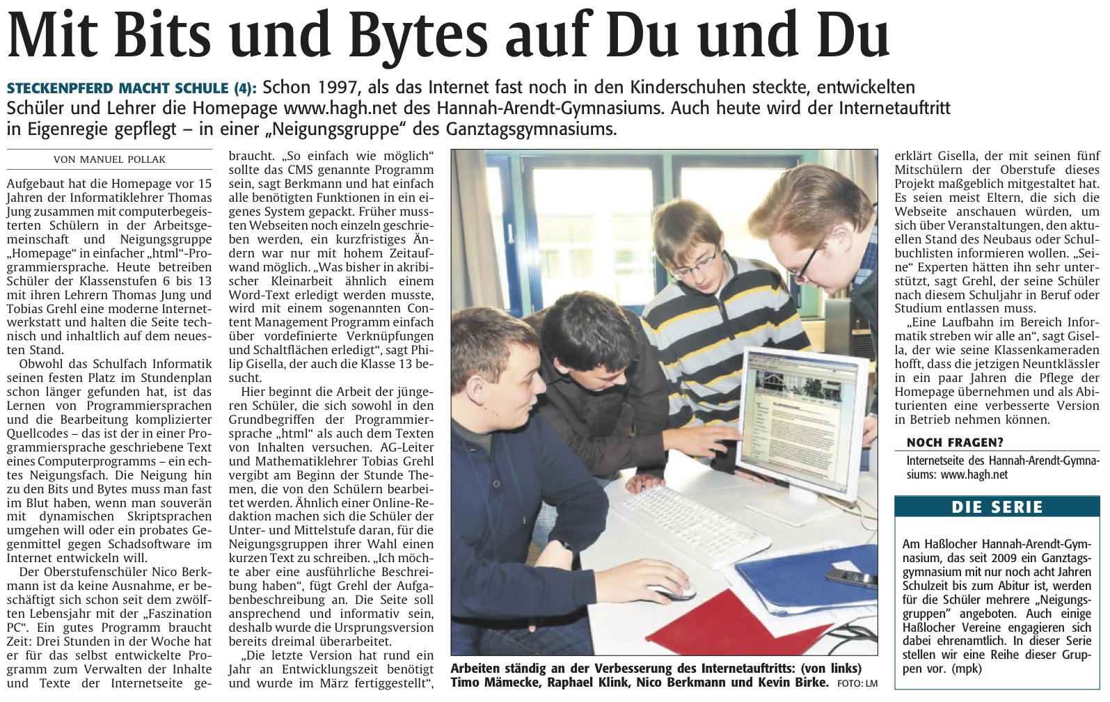 "Mit Bits und Bytes auf Du und Du" aus der Rheinpfalz am 26.01.2012
