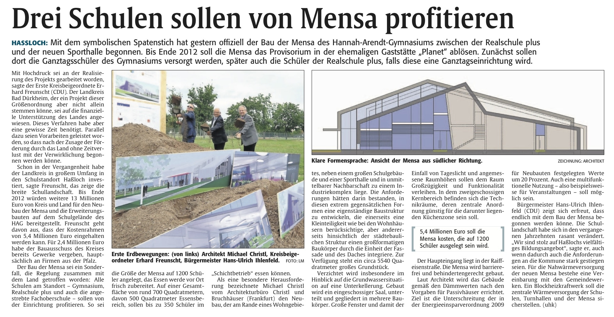 Rheinpfalz am 17.06.2011: Drei Schulen sollen von Mensa profitieren