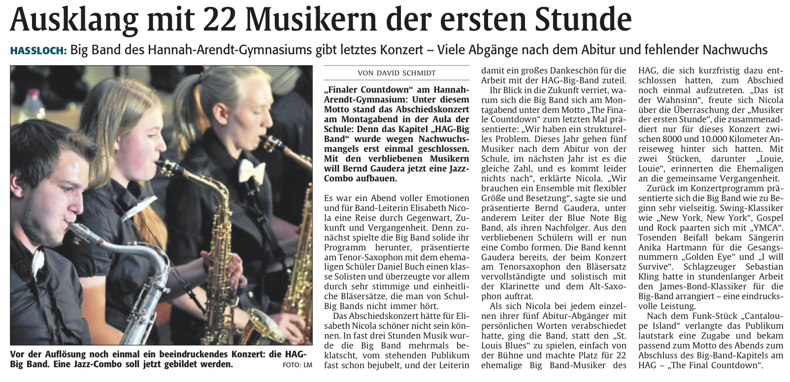 Die Rheinpfalz vom 28.3.2012 - Ausklang mit Musikern der ersten Stunde