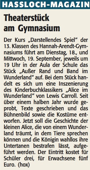 Reinpfalz vom 08.09.12 - Vorankündigung "Ausser Rand und Band"