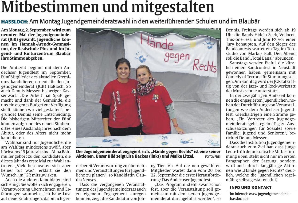 Die Rheinpfalz vom 31.08.2013 - Mitbestimmen und mitgestalten