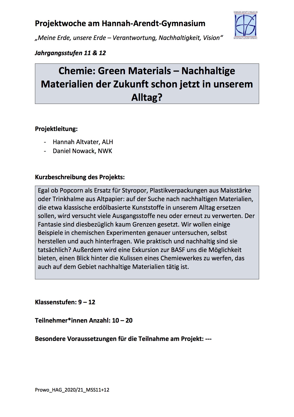 Chemie: Green Materials - Nachhaltige Materialien der Zukunft schon jetzt in unserem Alltag?