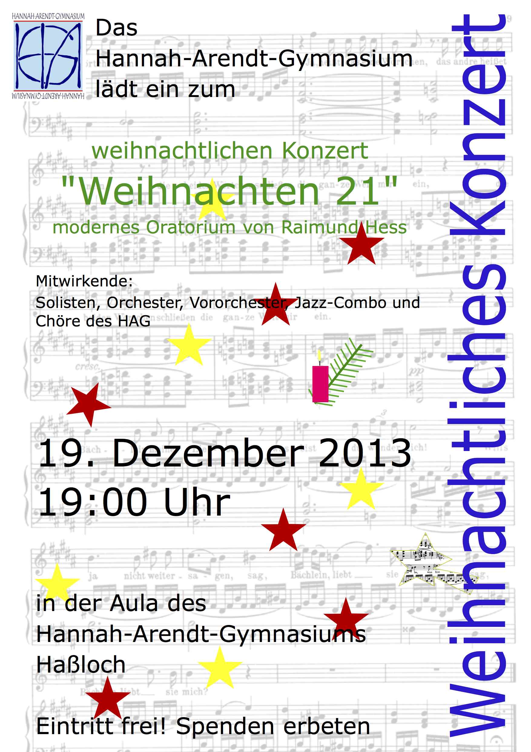 Plakat Weihnachtskonzert 2013