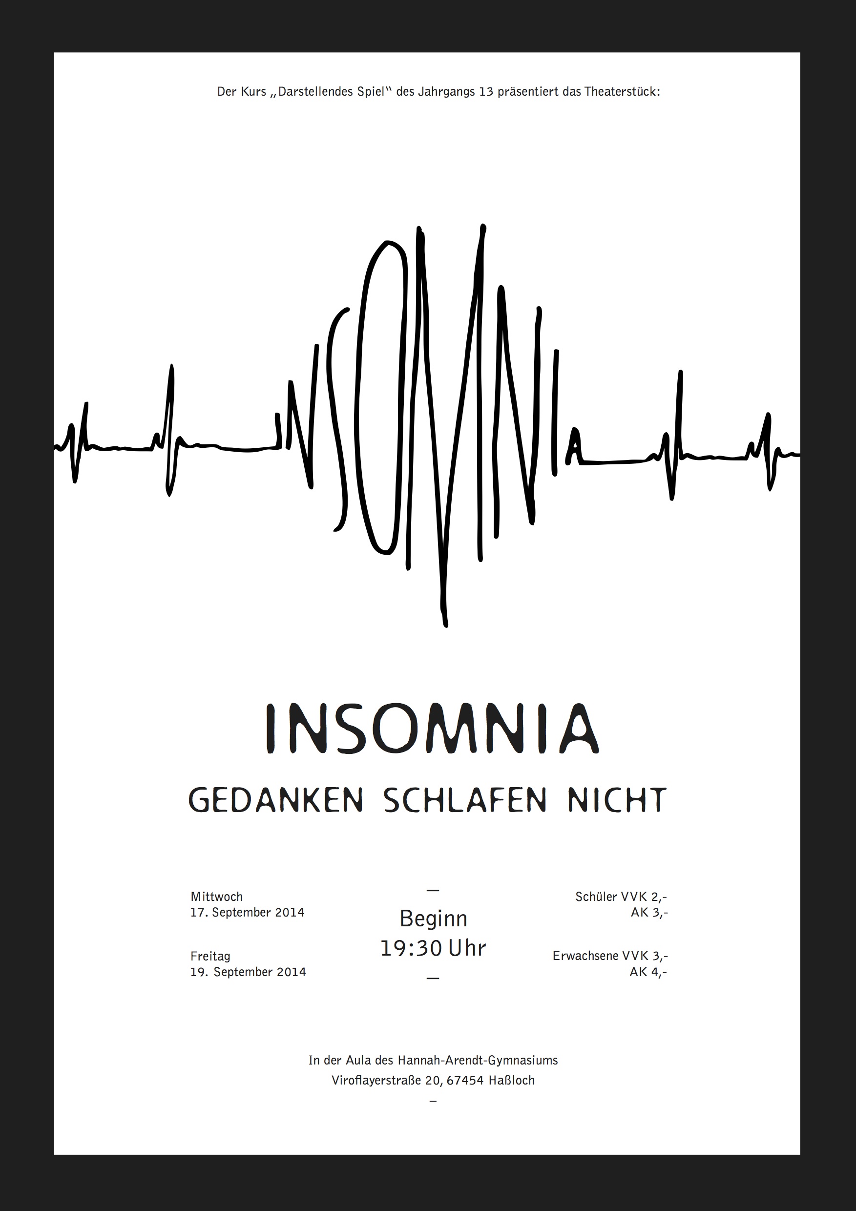 Plakat Theateraufführung Insomnia